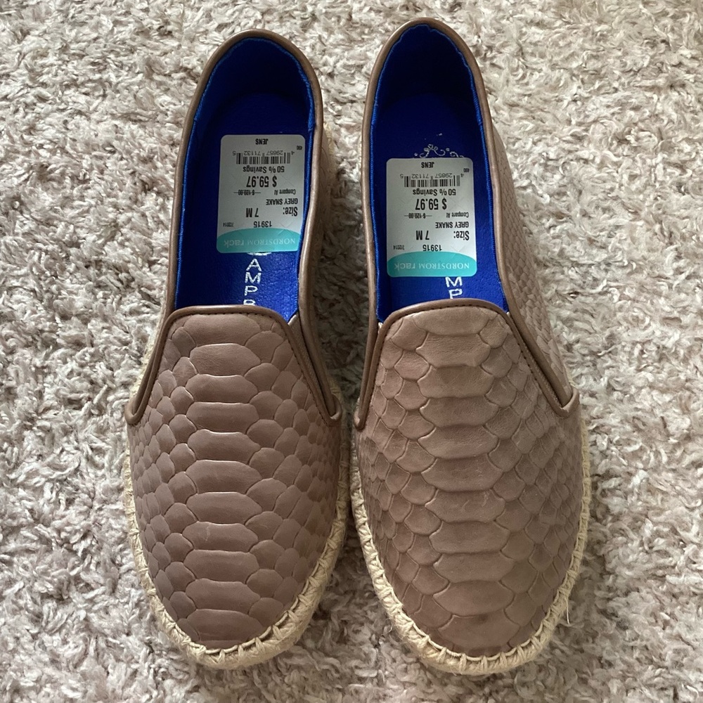 (New)JEFFREY CAMPBELL Ibiza Last California Beige Snake Leather Espadrille(Sz 7)